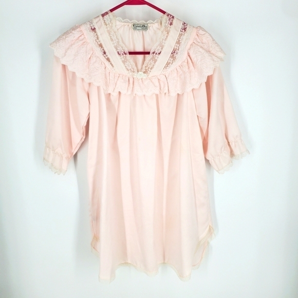 Christian Dior Vintage 100% Polyester Youth Nightgown Set Size 6 Pink - Picture 1 of 8